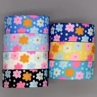 DHK 7/8'' 5yards Flowers Printed Grosgrain Ribbon Accessories Headwear Decoration Collar DIY Sewing Craft E2166
