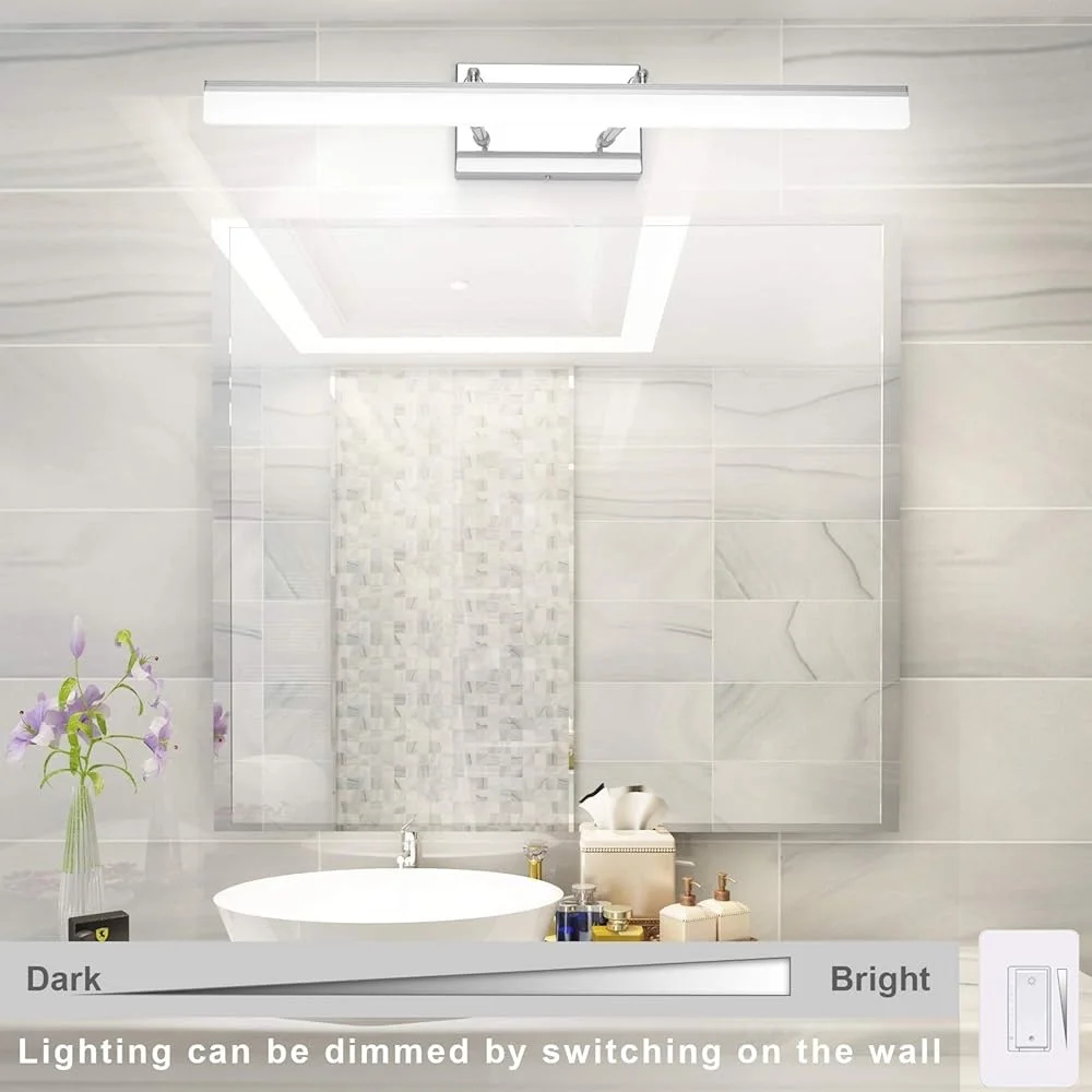 24 Inch Dimmable LED Vanity Light Adjustable Bathroom Fixture Over Mirror Energy Saving Modern Lighting Non Glare Design