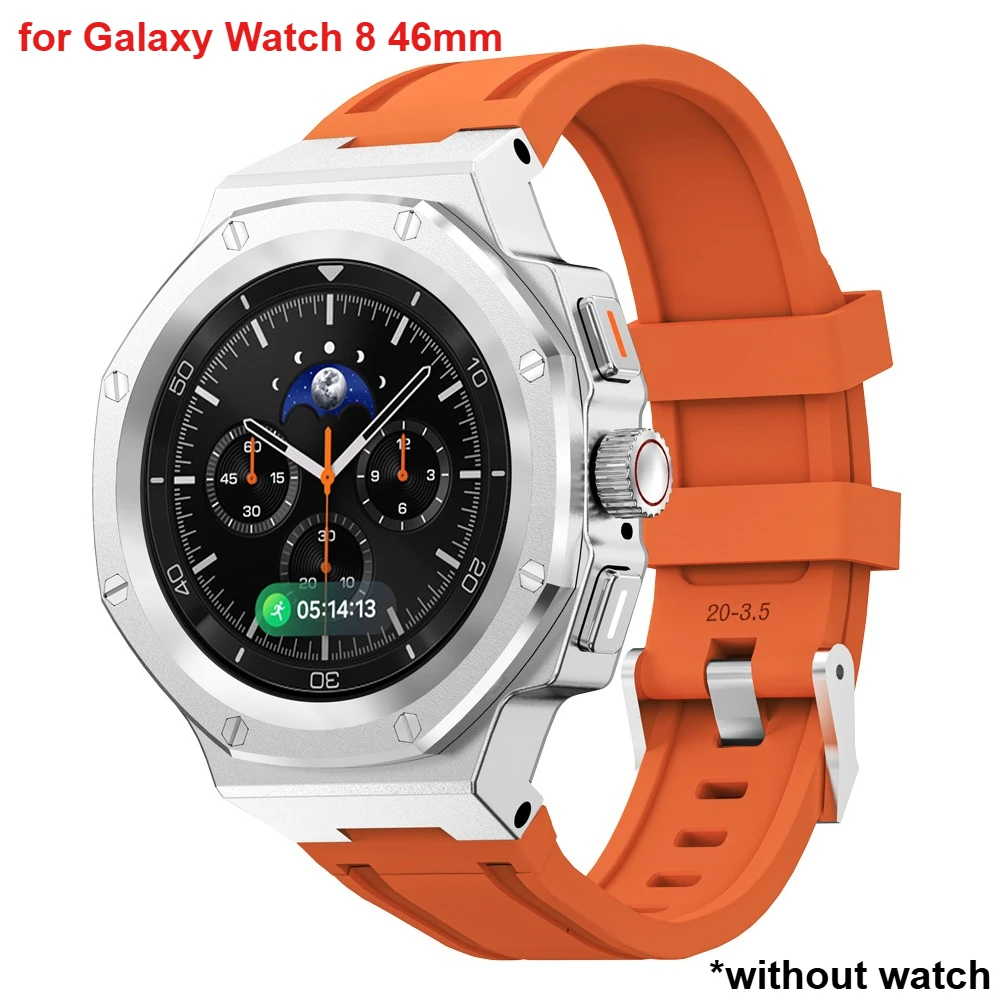 Luxe Mod Kit Voor Samsung Galaxy Horloge 8/8 Classic 40/44/46mm Legering Metalen behuizing Siliconen Band Volledige Cover Bescherming Band Set