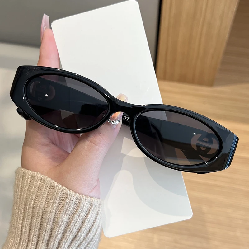 3 قطعة إطار صغير الموضة البيضاوي النظارات الشمسية امرأة العلامة التجارية تصميم نظارات شمسية الإناث زخرفة مستديرة خمر النظارات Oculos دي سول #3