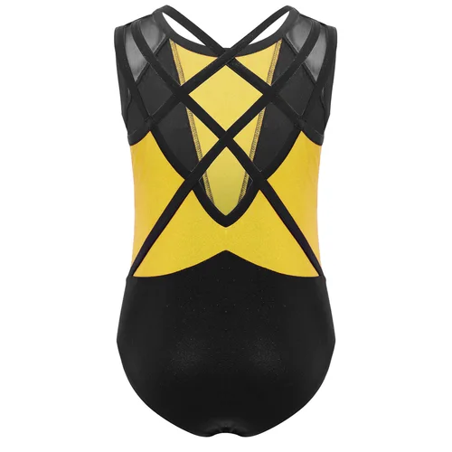 Imagen 2 del producto Body de patinaje artístico sin mangas para niñas, Jersey de baile de Ballet, leotardo de gimnasia, Tops, traje sin mangas con diamantes de imitación brillantes