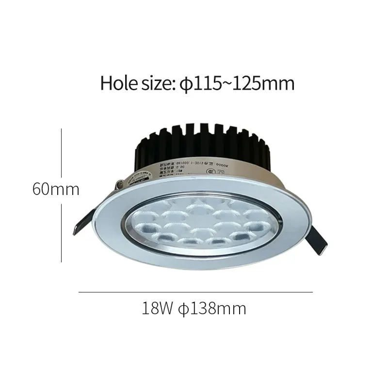 [Opening hole 115~125mm] LED spotlight embedded 18w downlight adjustable angle counter light store commercial super bright