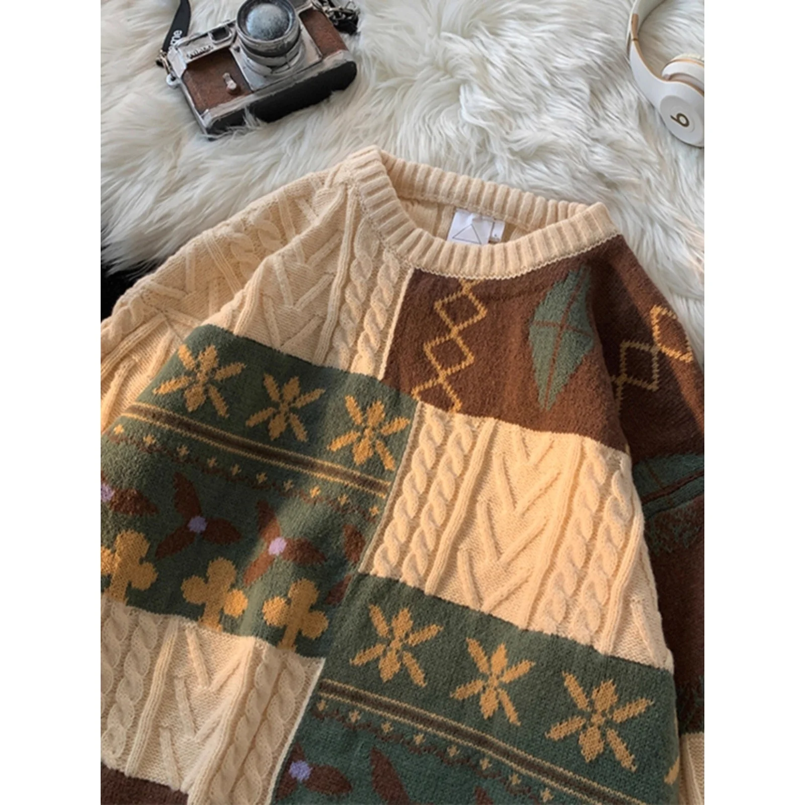 

Очень большой 300 Pou Hong Kong Sle Retro Color Blo, мужской трикотаж, свободная верхняя одежда, ленивый тренд, осенне-зимний свитер