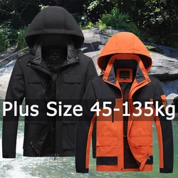 Rain Jacket Men Waterproof Plus Size Windbreaker Outdoor Hooded Coat Sports Field Climbing 5XL 6XL 7XL 8XL Big Size Men Clothing