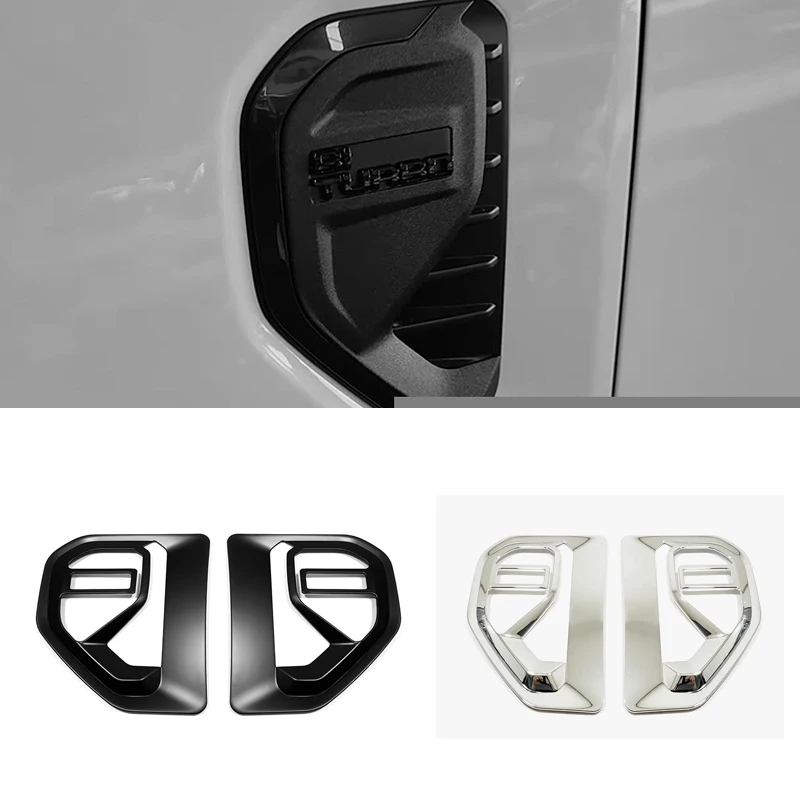 For Ford Ranger 2023 2024 ABS Chrome Car Side Logo Cover Trim Front Side Air Vent Fender Grille Cover Trims Car Styling