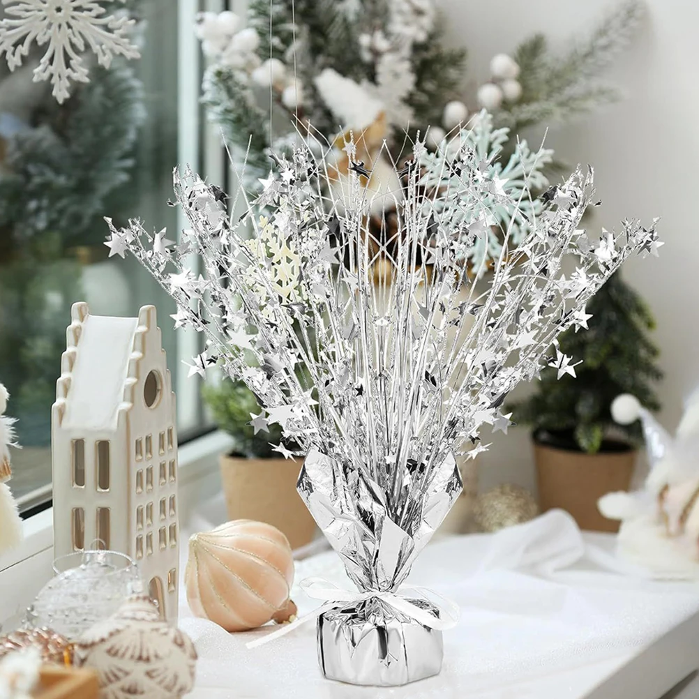 

Plastic Foil Spray Centerpiece Star Silver Table Decoration For Wedding Birthday Holiday Party Supplies Foil Metallic
