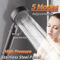 Shower Head 5 Modes Water Saving  Adjustable High Pressure Showerhead Handheld Spray Hangable Bathroom Portable Accessories New