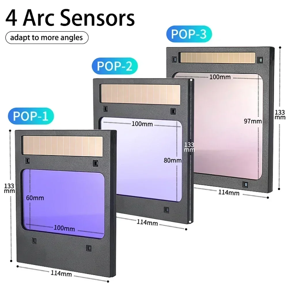 Imagem -05 - Máscara de Soldagem com Escurecimento Automático Capacete de Soldagem Visão Grande Cor Verdadeira Escurecimento Automático Máscara Facial de Soldagem para Máscara de Arco Óculos de Solda