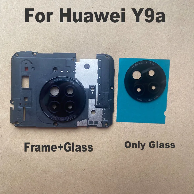 For Huawei Y9A Back Camera Glass Lens Rear Camera Glass With Frame Cover Adhesive Sticker Glue