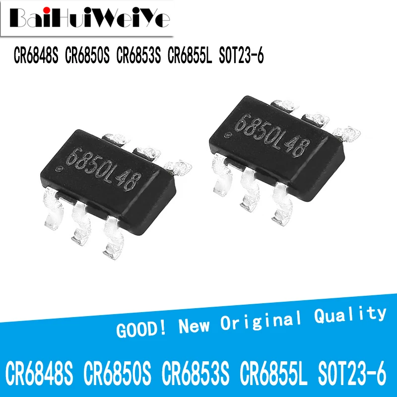 10Pcs/Lot CR6850S CR6848S CR6853S CR6855L SMD PWM Controller Power Supply IC SOT23-6 New Original Good Quality Chipset