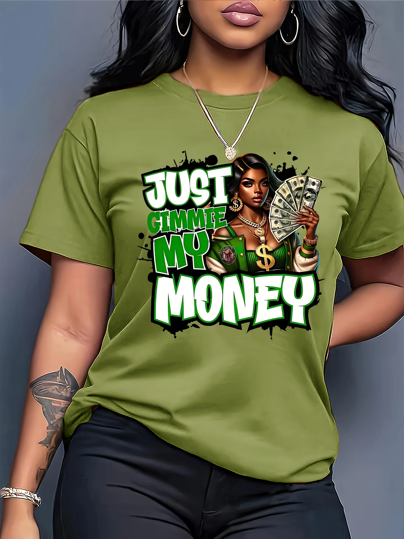 Just Gimmie My Money Women's Tee - Bold Graphic, Casual White Top - Image 6