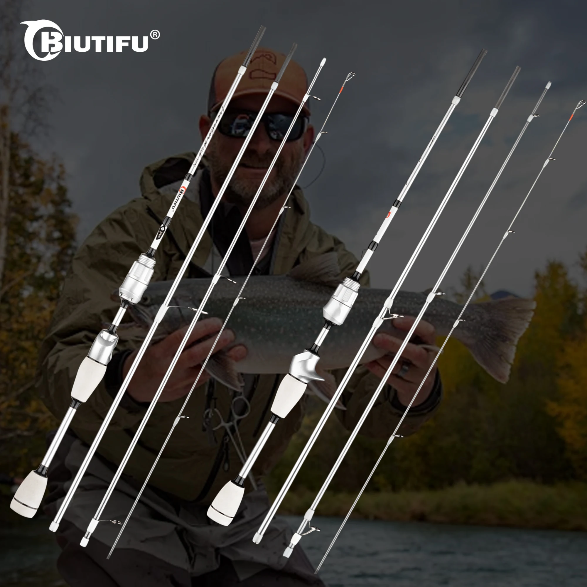 

BIUTIFU Spinning Casting XUL Travel Mini Fishing Rods 1.8/1.95/2.1m Carbon Fiber 0.2-10g Ultralight Fast SolidTip For Lure Trout