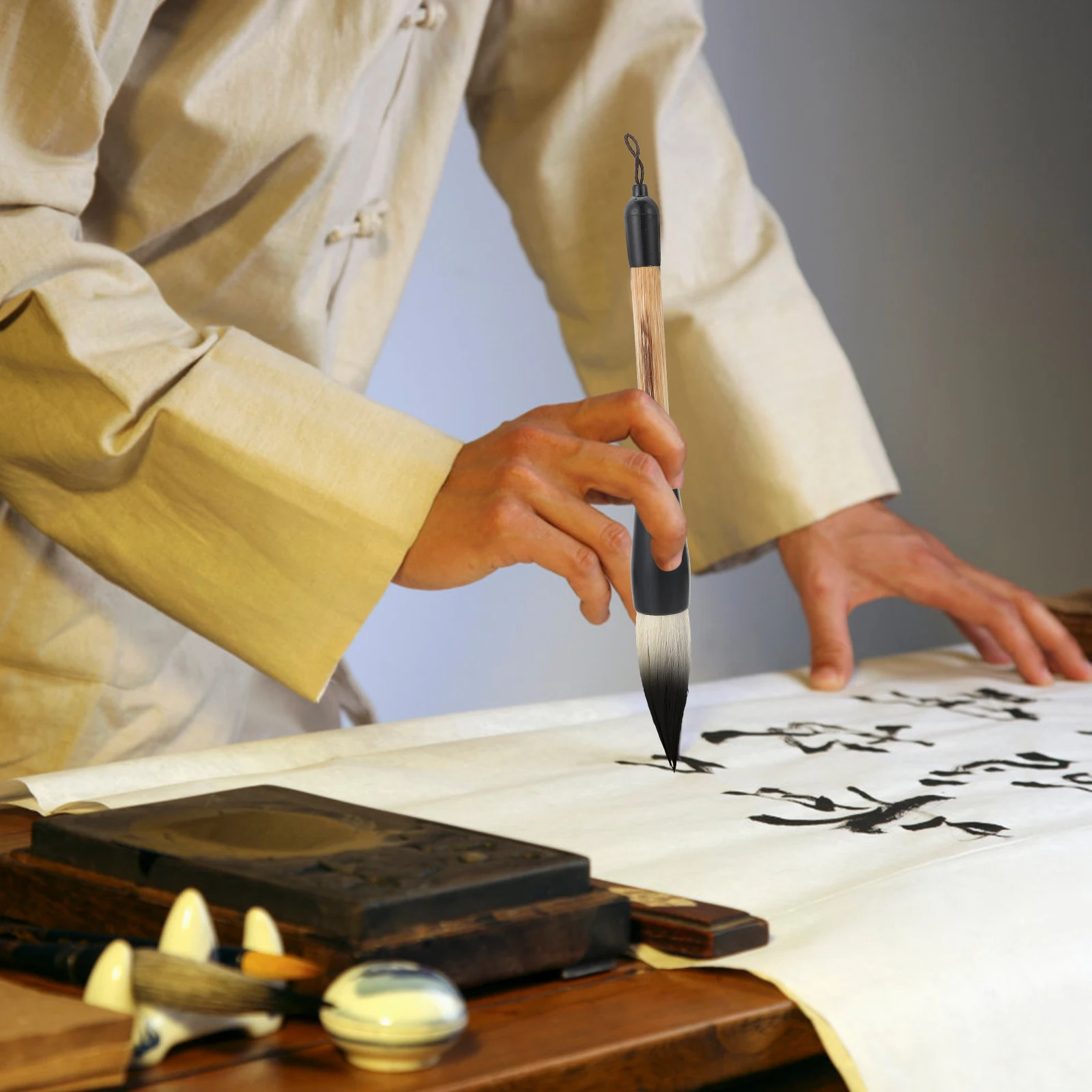 

1Pcs Calligraphy Brush Pen Traditional Wolf-Goat Hair Writing Brush for Beginners Professionals Painting Calligraphy