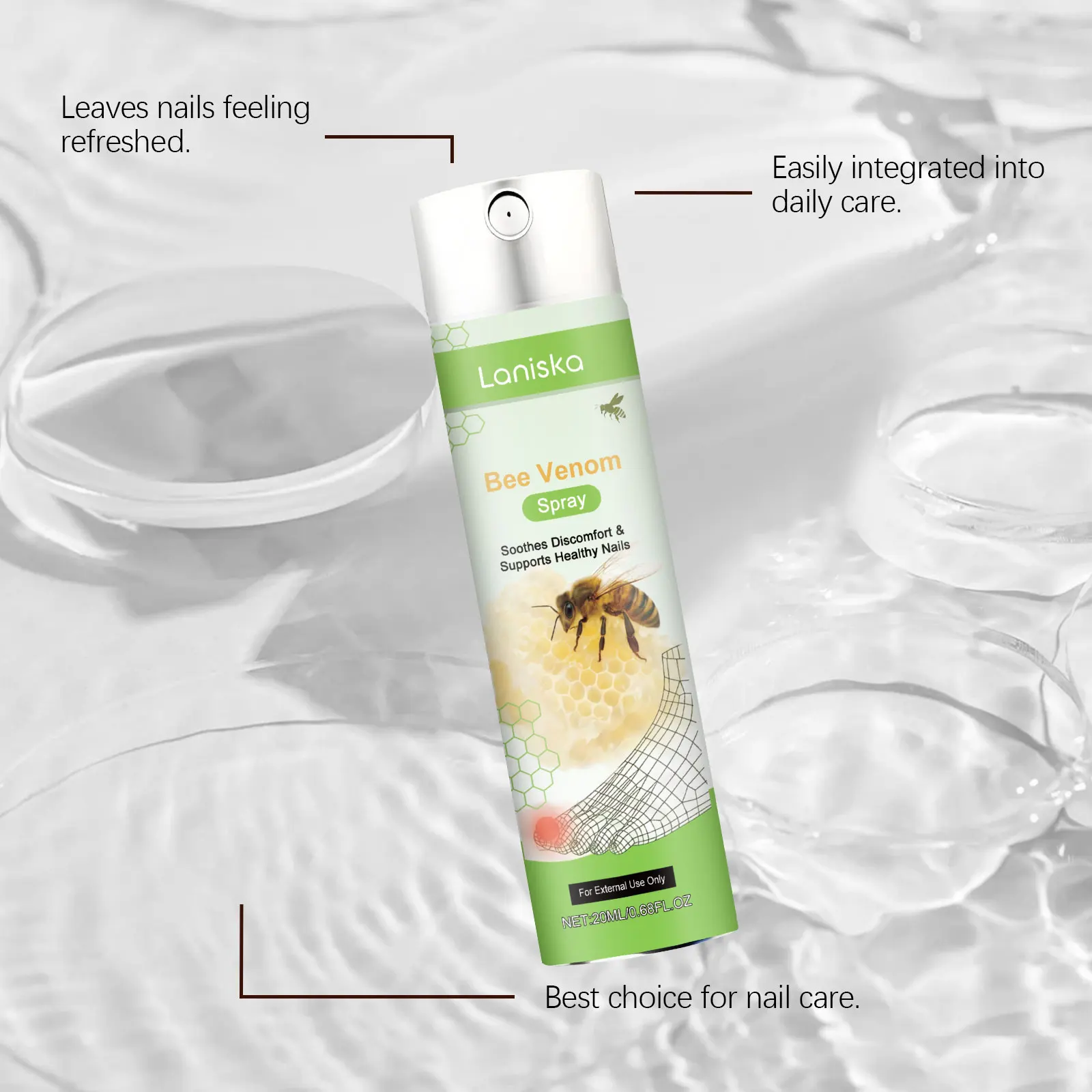 Bee Venom Nail Spray Repair Gray Nail Onychomycosis Paronychia Treatment Strengthens Nails Health Growth Hand Foot Nail Care view 5