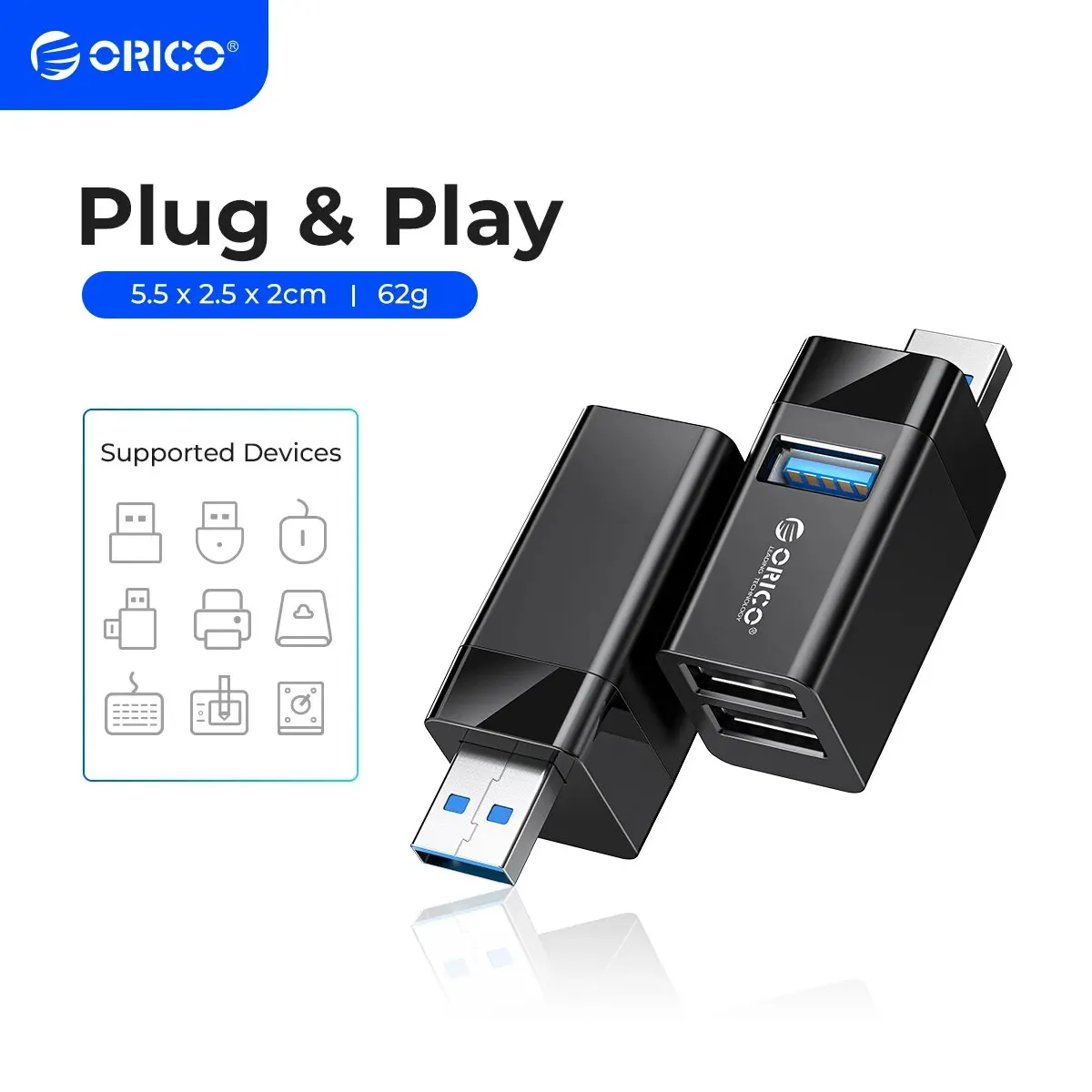 ORICO USB 3.0 Hub Notebook Wireless USB Splitter 3-port Laptop Extender PC Computer USB 2.0 Charge Hub for Laptop Accessories