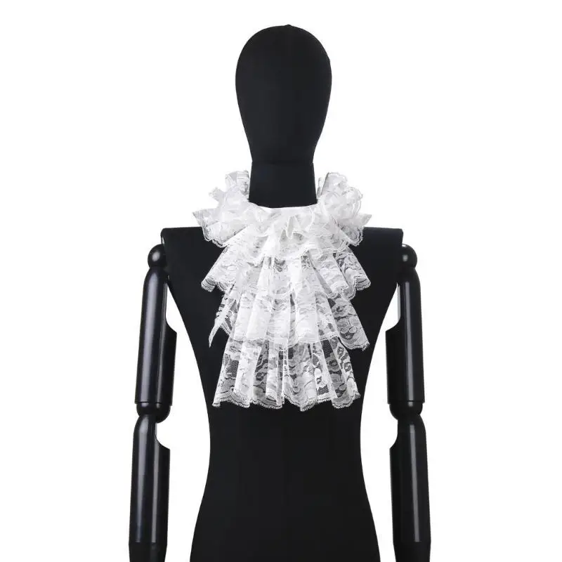 

39BD Detachable Lace Jabot Decorative Collar Victorian Elizabeth Costume Collar Masquerade Party Cosplay Accessory Neckwear