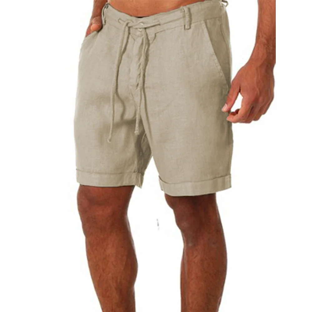 

New Men's Linen shorts Pants Male Summer Breathable Solid Color Linen Trousers Fitness Streetwear XS-4XL