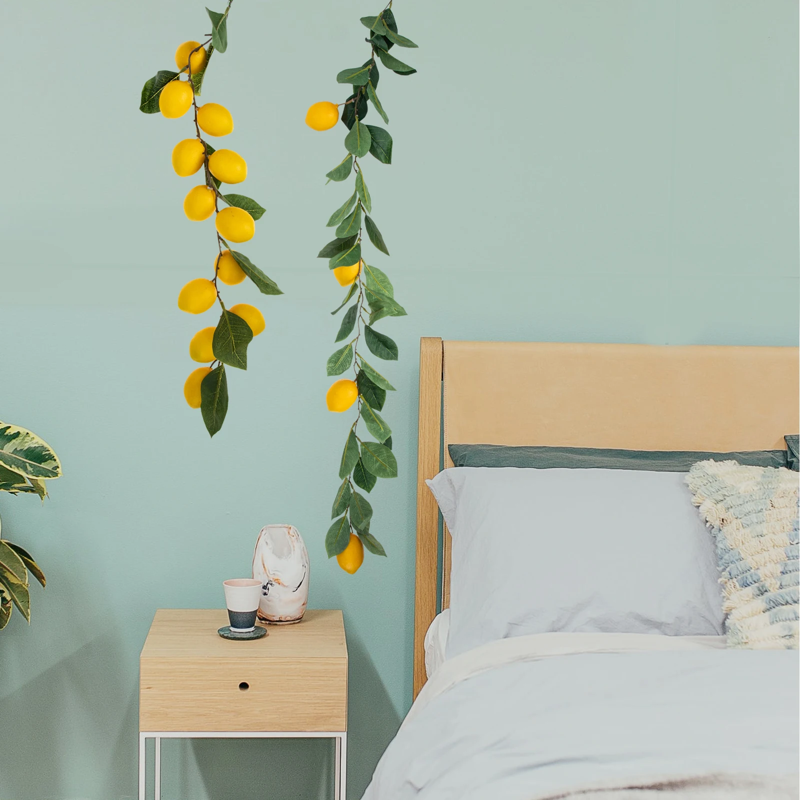 

2pcs Artificial Lemon Rattan Door Hanging Wreath Summer Fruit Decor Home Banquet Party Holiday Indoor Outdoor