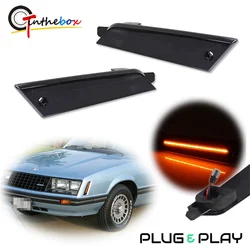 Gtinthebox White / Amber LED Front Bumper Side Marker Parking Lights For Ford Mustang 1979 1980 1981 1982 1983 1984 1985 1986