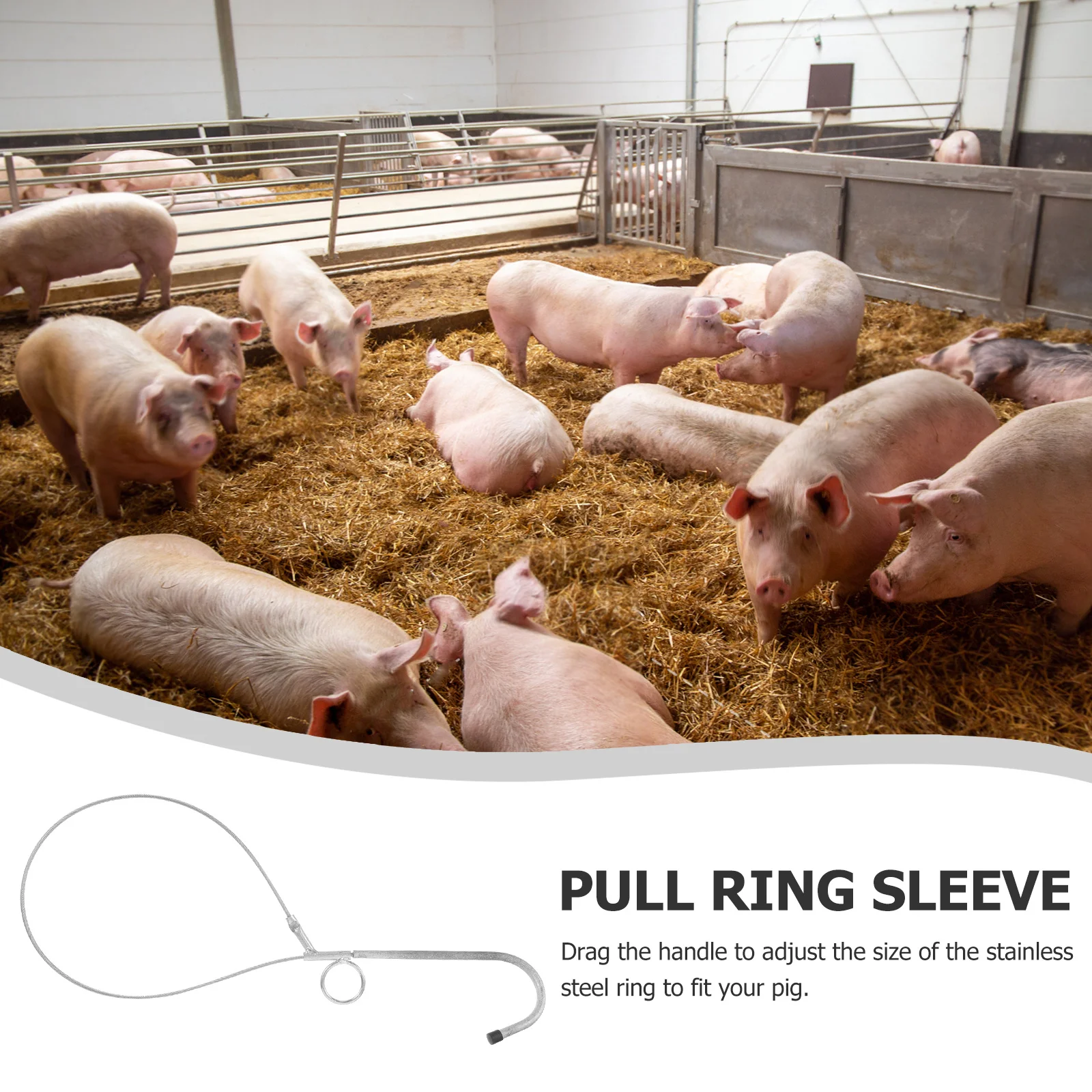 

Stainless Steel Pig Heavy Duty Farm Animal Catcher Tool Durable Metal Holder Snare Multi Strand Wired Adjustable Handle