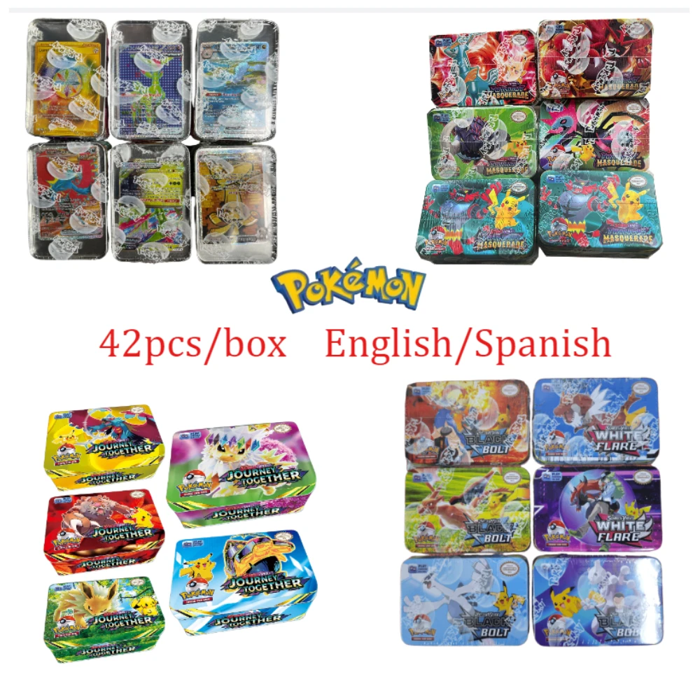 41/42/48/68/118/210PCS 철제 박스 포켓몬 배틀 토이즈 OBSIDIAN FLAMES 랜덤 박스 수집용 장난감 트레이딩 게임 카드