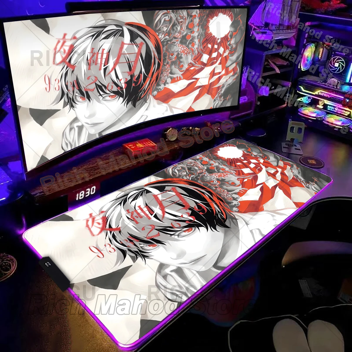 

RGB Anime Mouse Pad Death Note Rubber Office Mousepad Large Gaming Mouse Mat Luminous Desk Mat Backlit LED Gamer Keyboard Pad