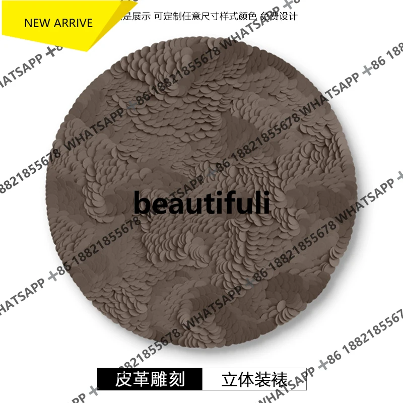 Q178 Modern entrance 3d three-dimensional leather carving mural light luxury physical painting living room decorative painting
