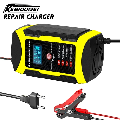 Imagen 1 del producto Cargador de Batería Inteligente para Auto y Moto KEBIDUMEI 12V 6A, Reparación de Baterías, Enchufe US/EU/AU/UK, Pantalla Digital, Accesorios para Auto