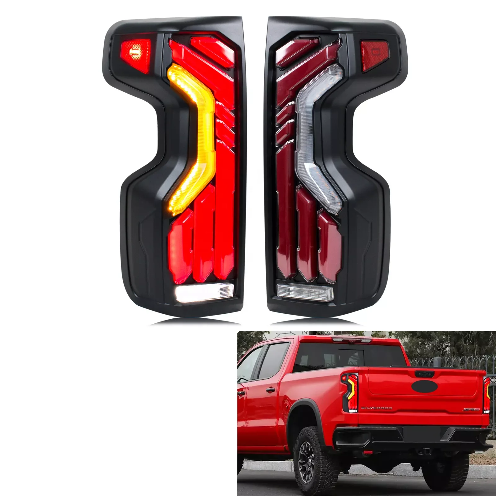 Full LED Light Tail Lamp for 2019 2023 Chevrolet Silverado 1500 2500 3500 Turn Signal Brake DRL Reverse Assembly