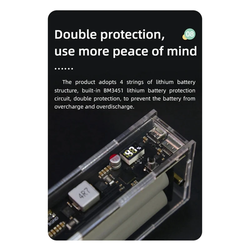 Smart-Two Way PD 45W 20000Mah Geen Lassen LED Licht Digitale Display Transparante Punk Batterij Snel opladen Power Bank Case