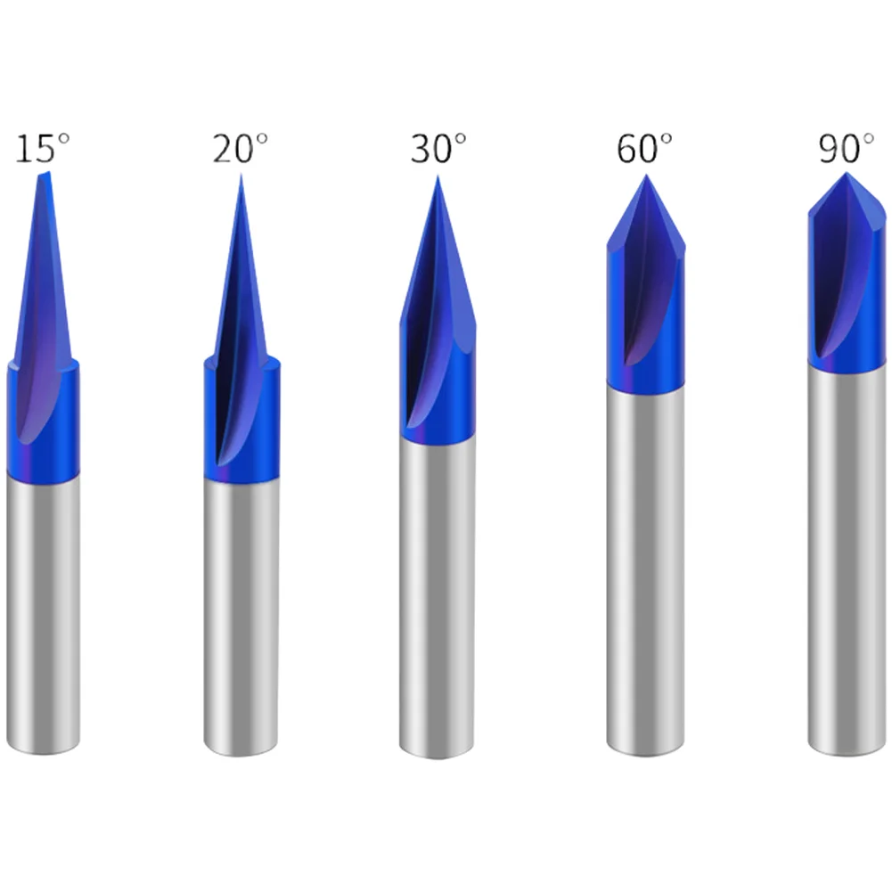 for Solid Carbide V Groove Bit Set 1/4 Shank 5 Pieces Precision 2 for flute Design For Solid Wood MDF Particleboard for k20