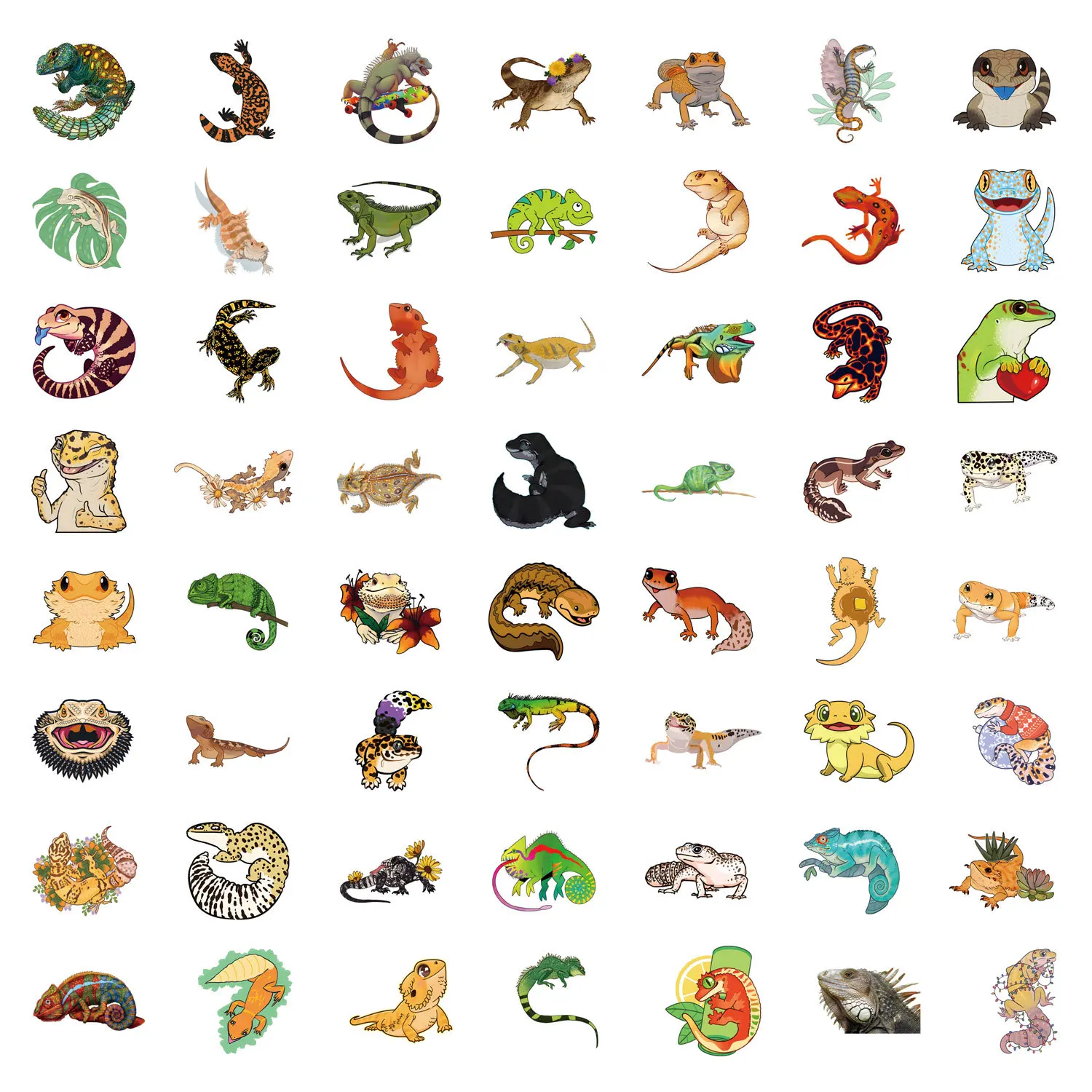 

10/55/110PCS Cartoon Reptile Lizard Stickers Waterproof Graffiti Decals Toy Funny Decorative Stationery Box Desk Luggage Diary