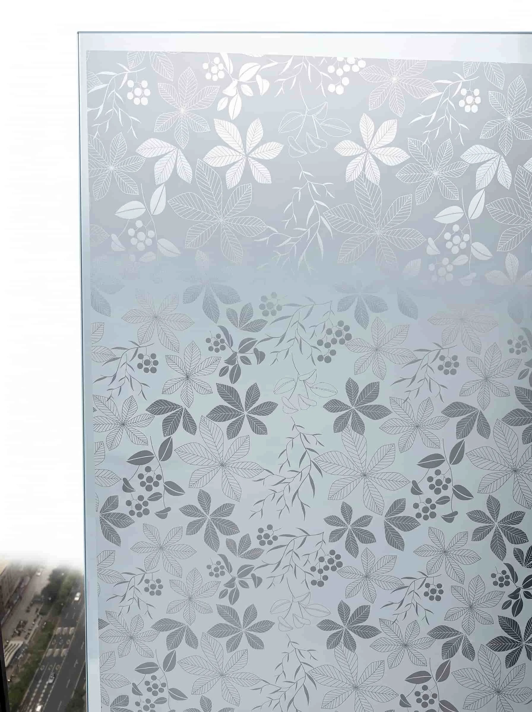Self‑Adhesive Leaf Berry Window Film Full Day Night Privacy Frosted Glass Sticker Waterproof Anti‑Glare for Bathroom Bedroom