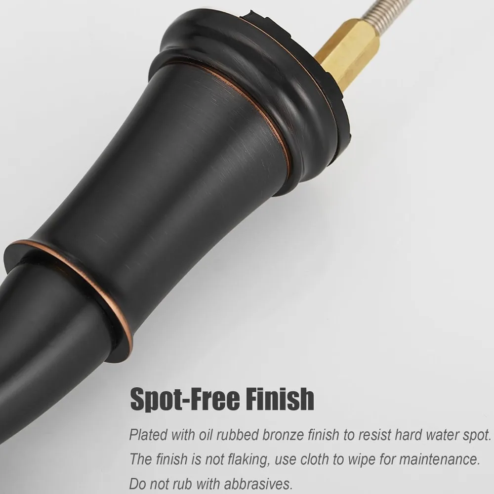 Torneira generalizada de 3 furos de bronze polido com óleo de 8 polegadas, misturador de lavatório em cascata com 2 alças e linhas de fornecimento cUPC