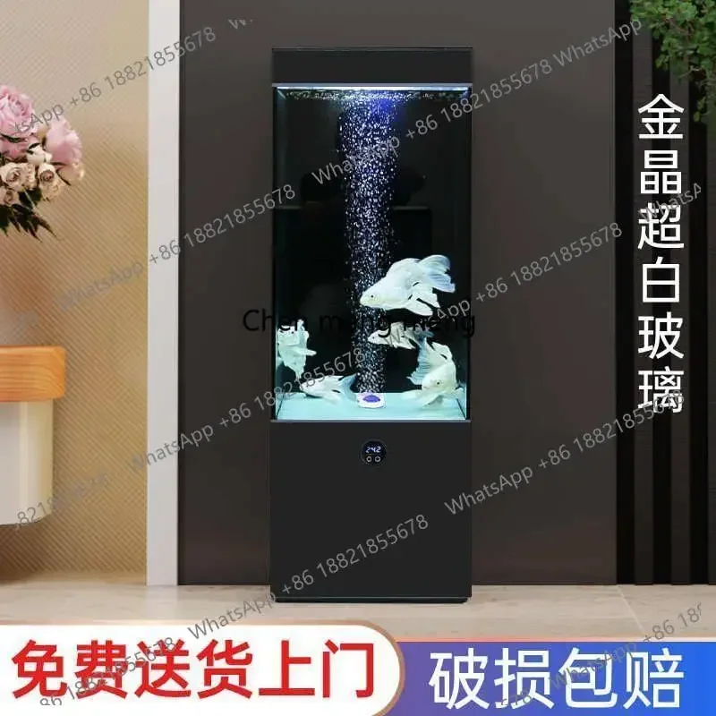 

D182living room floor-to-ceiling water-free ultra-white glass bottom filter household smart edge fish tank butterfly carp air t
