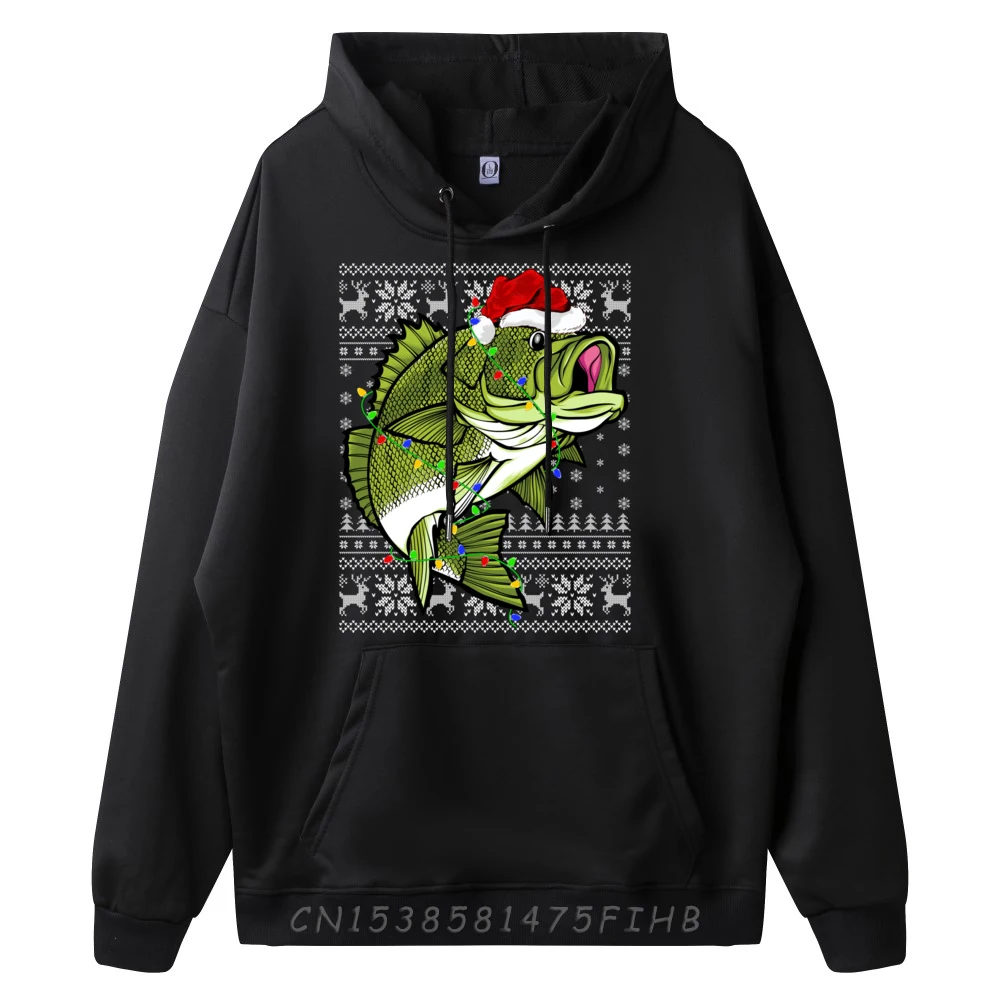 Santa Hat Bass Fish Xmas Lighting Ugly Bass Christmas Camisetas Moderate Elasticity Vintage Character