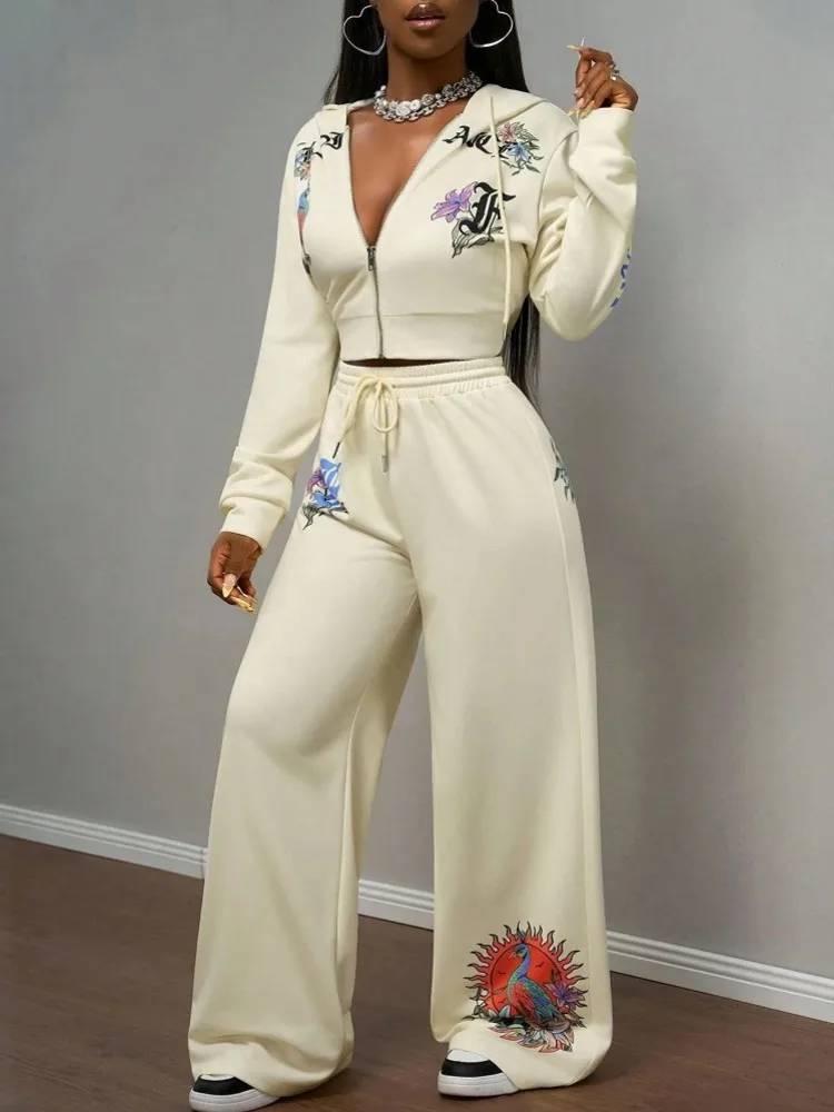 Set da donna da 2 pezzi 2025 Nuovo arrivo Autunno Inverno Set coordinati Set da due pezzi Top e pantaloni a gamba larga Abiti Abiti Abbigliamento