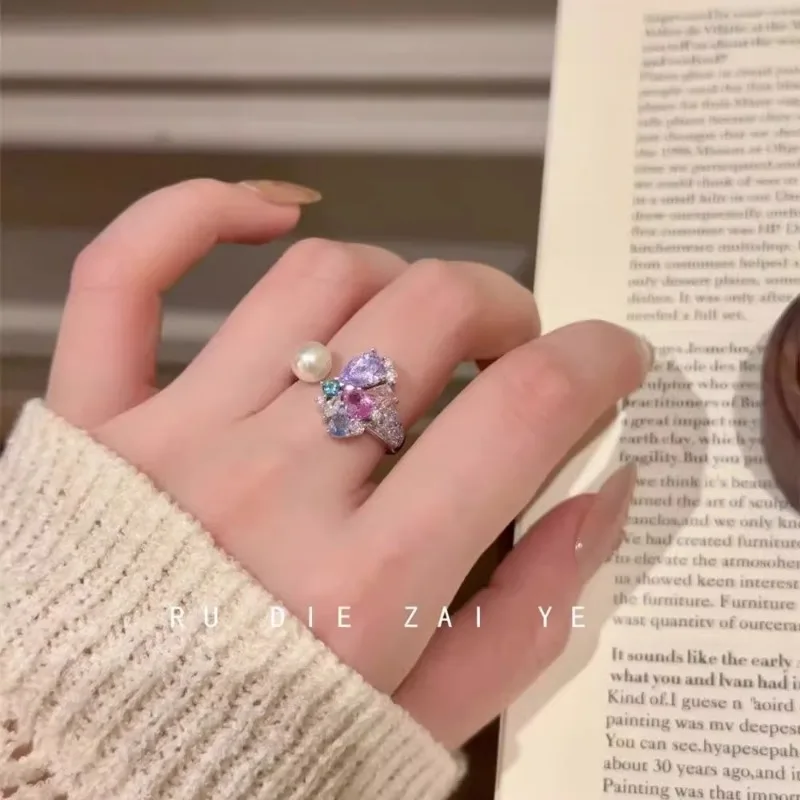 

Кольцо Monet Butterfly~ с цирконием и жемчугом в цвете допамина, легкое и роскошное, с эффектом высокого класса, в стиле знаменитостей, открытое кольцо