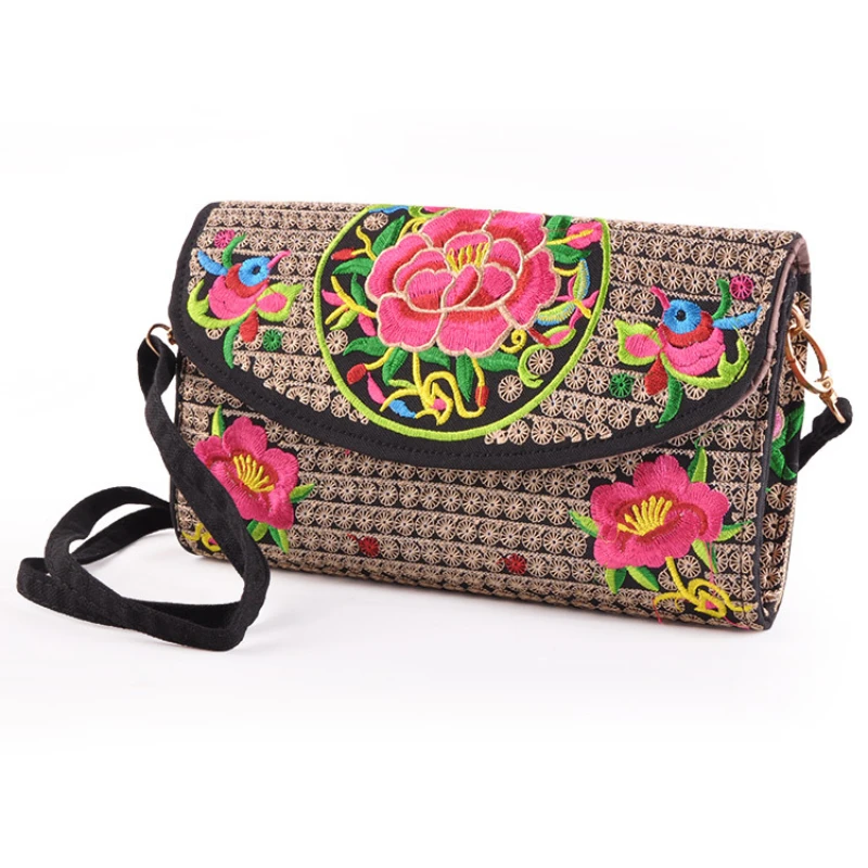 Ethnic Style Embroidery Women Bags Floral Embroidery Ladies Shoulder Crossbody Bag National Canvas Cover Vintage Bags for Women