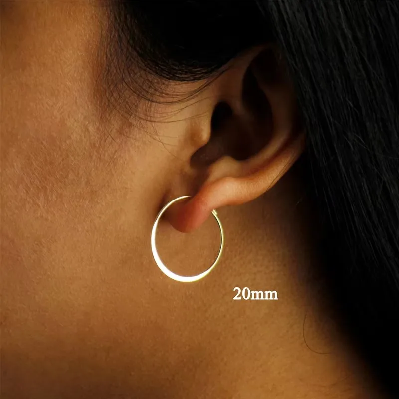 14K Gold Filled Flachdraht-Creolen Goldschmuck Gold-Creolen Brincos Pendientes Oorbellen Boho Damen-Ohrringe – Detail 8