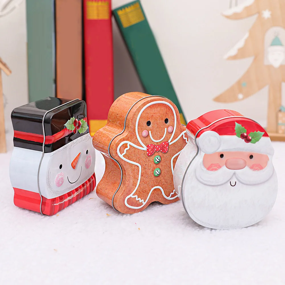 2024 Christmas Candy Iron Box With Lid Christmas Candy Cookies Snacks Storage Box New Year Child Gifts Box Christmas Ornaments