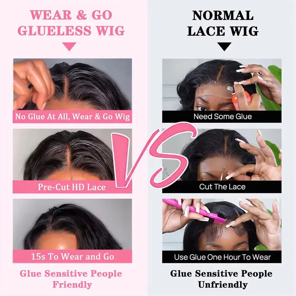 16 pollici Body Wave Wear And Go Glueless parrucche per capelli umani parrucche Bob per le donne pronte per l'uso 7x5 parrucca con chiusura in pizzo pretagliato capelli umani