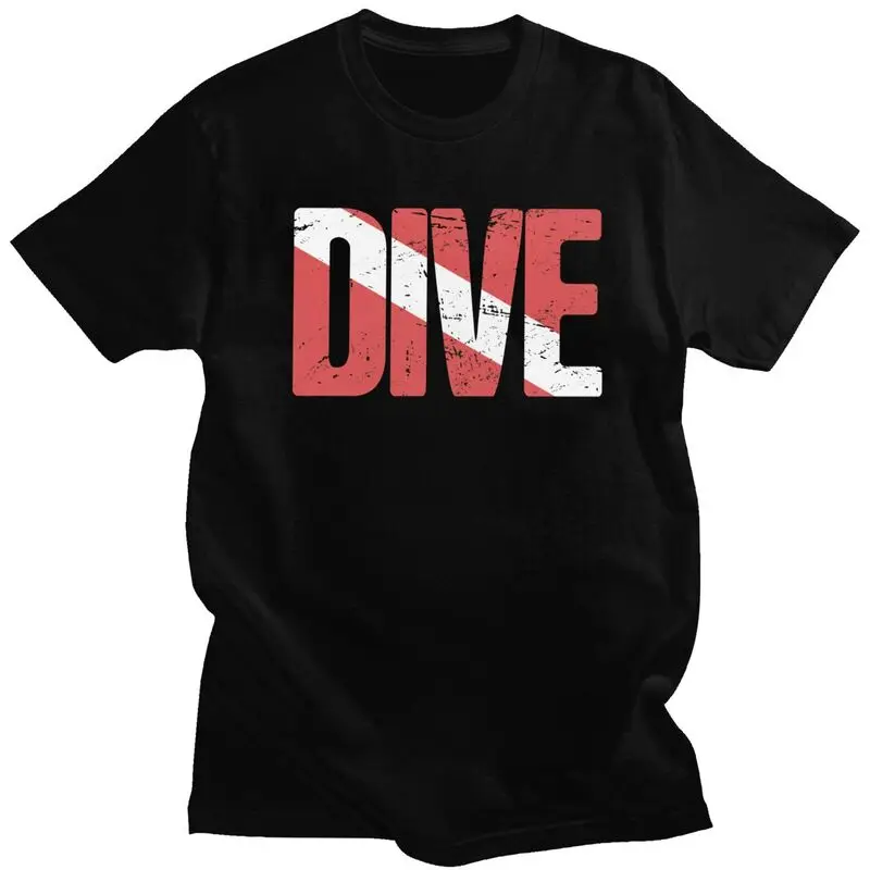 Scuba Diving Flag Tshirts Men Short Sleeves Printed T Shirt Unique T-shirts Loose Fit Cotton Tees Clothing