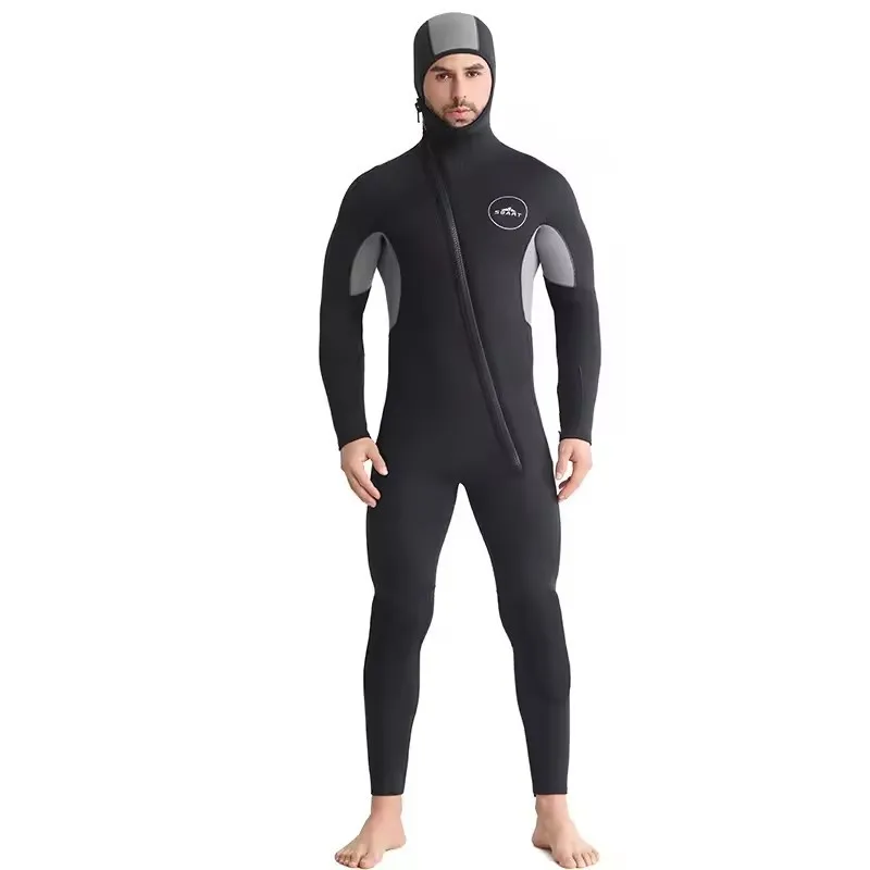 SBART New 5mm 7mm One Piece Diving Suit Men's Hat Thickened Winter Swimming Suit Thermal Diving Suit Floating Surfing Suit