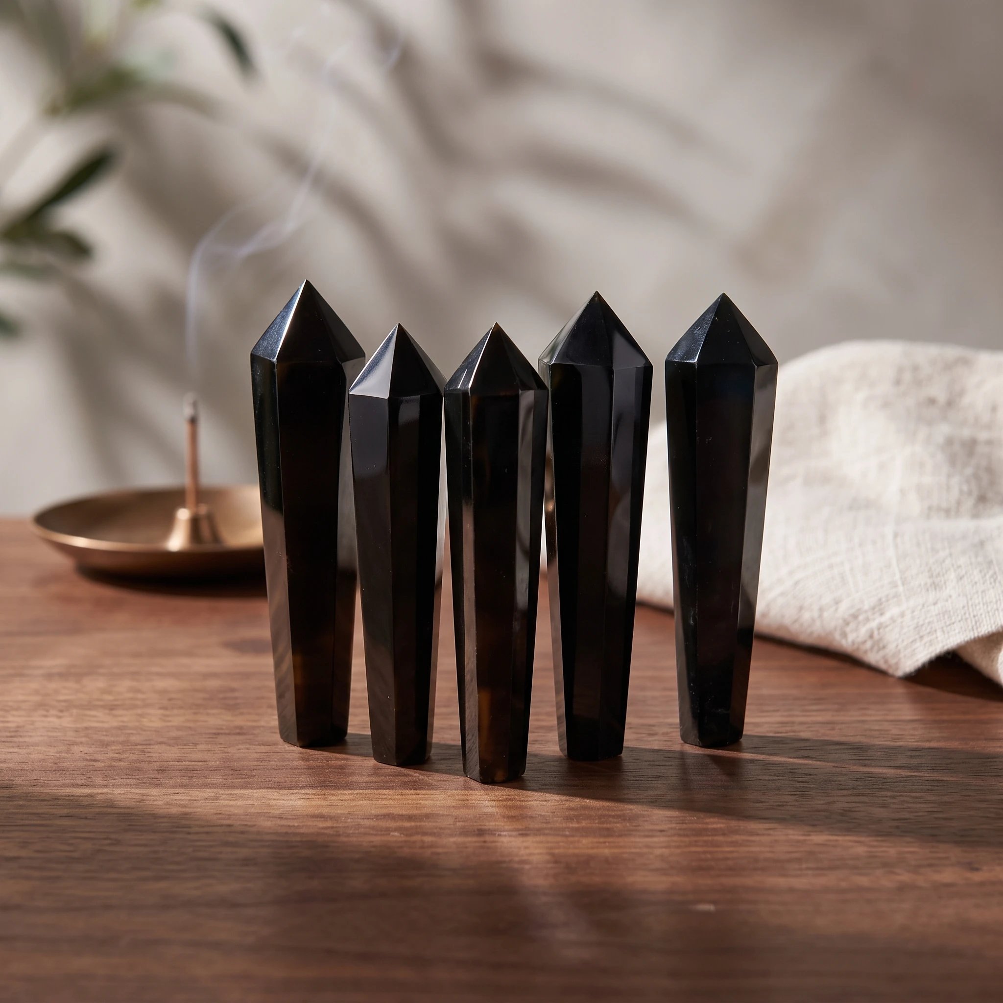 1 Natural Obsidian Scepter Decorative Stone Hand Carved Scepter Polished Towe Decoration Mineral Specimens Holiday Gifts