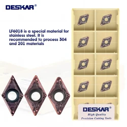 DESKAR 100% Original DCMT070204 DCMT070208 MV LF6018 Carbide Inserts Turning Lathe Cutting Tools For Processing Stainless Steel