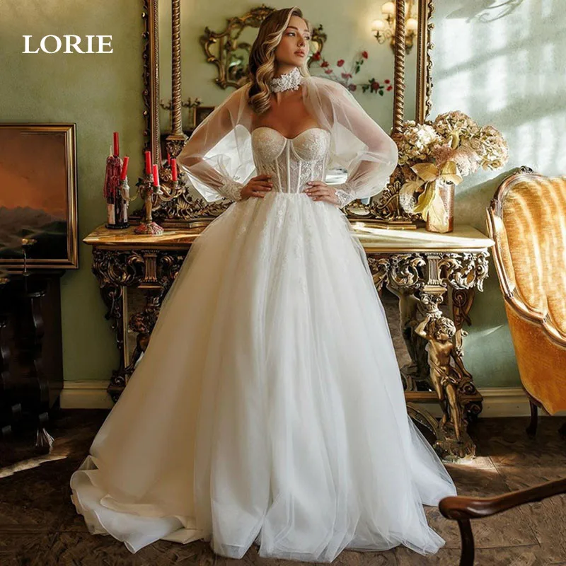 

LORIE Fairy Lace Wedding Dress A Line 2 Pieces Lace Bride Dresses Sweetheart Neck Wedding Gowns