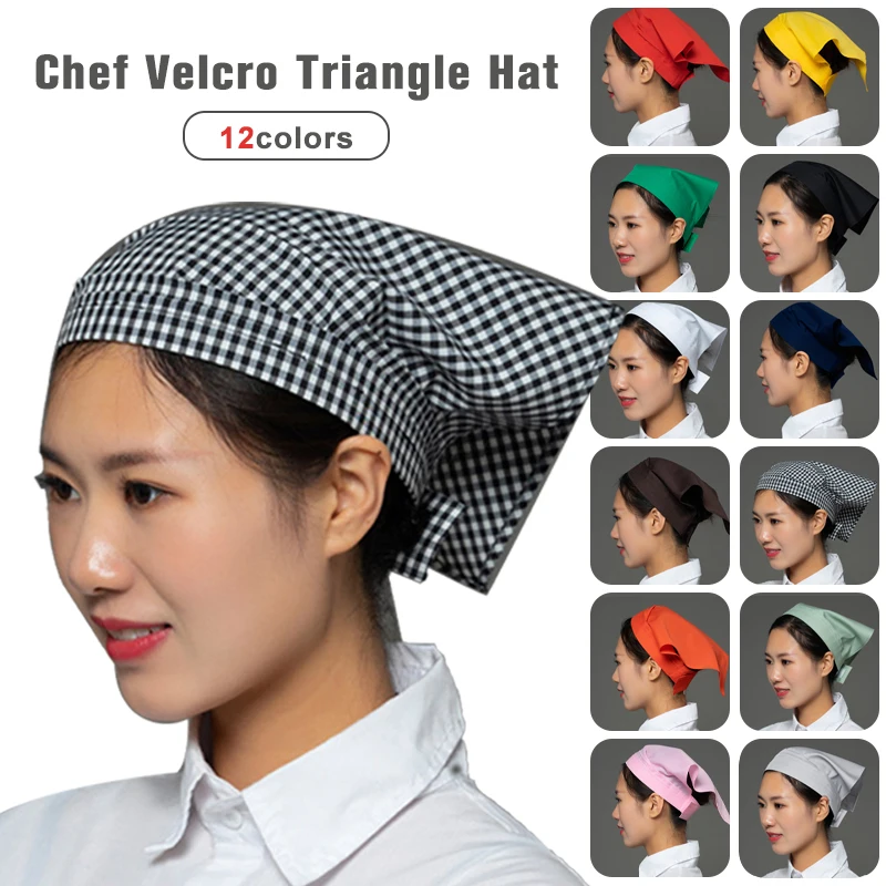 Women Chef Hat Kitchen Triangle Headscarf Restaurant Cafe Waiter Caps Cooking BBQ Kerchief Food Service Work Uniform Cap