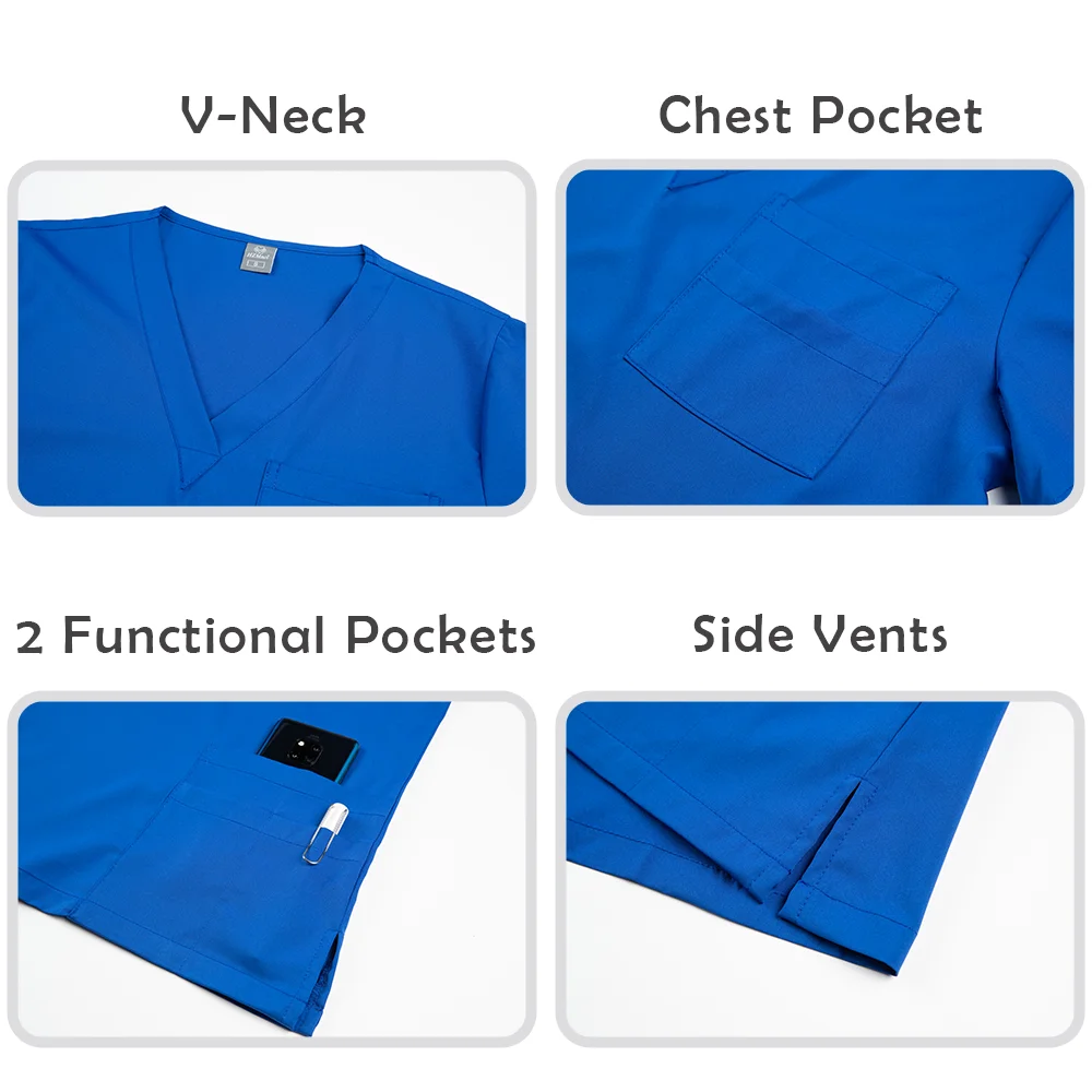 Surgical Uniforms Woman Medical Outfit Women's Wide Pants Scrub Set for Doctor & Nurse Dentist Wholesale Pocket V-Neck Workwear
