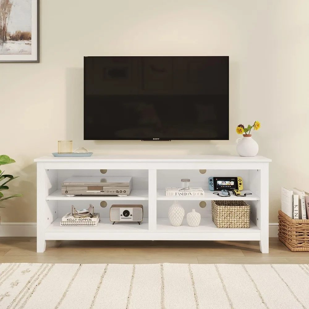 

TV Stand, Classic 4 Cubby TV Stand for 60 inch TV, Entertainment Center Media Television Stand for Living Room Bedroom (W